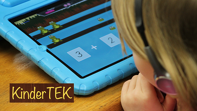 A students using KinderTEK on a tablet 