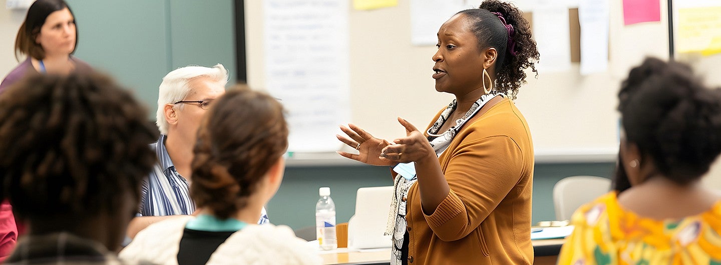 teacher speaking in class