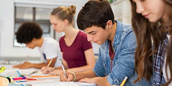 high school students in class