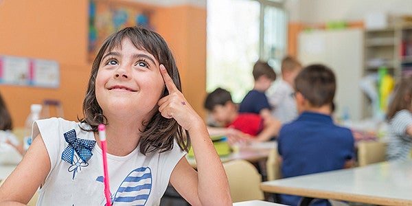 Student smiling in class