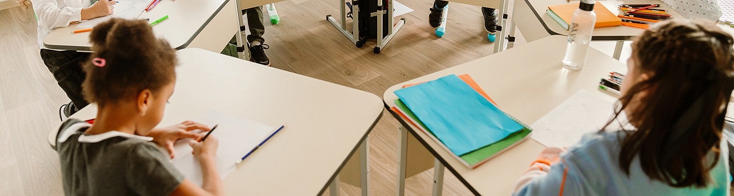 students working in class