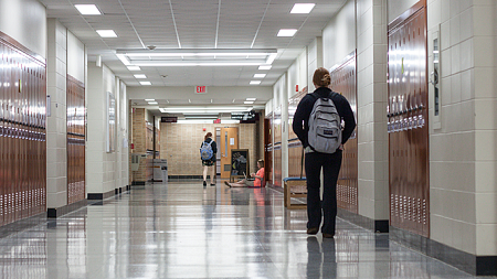 School hallway with lockers