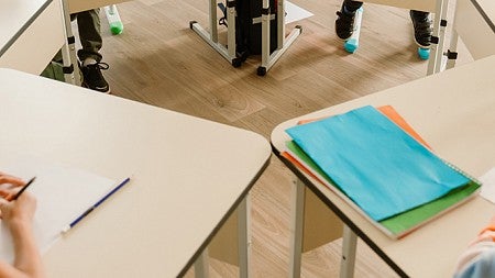 students working in class